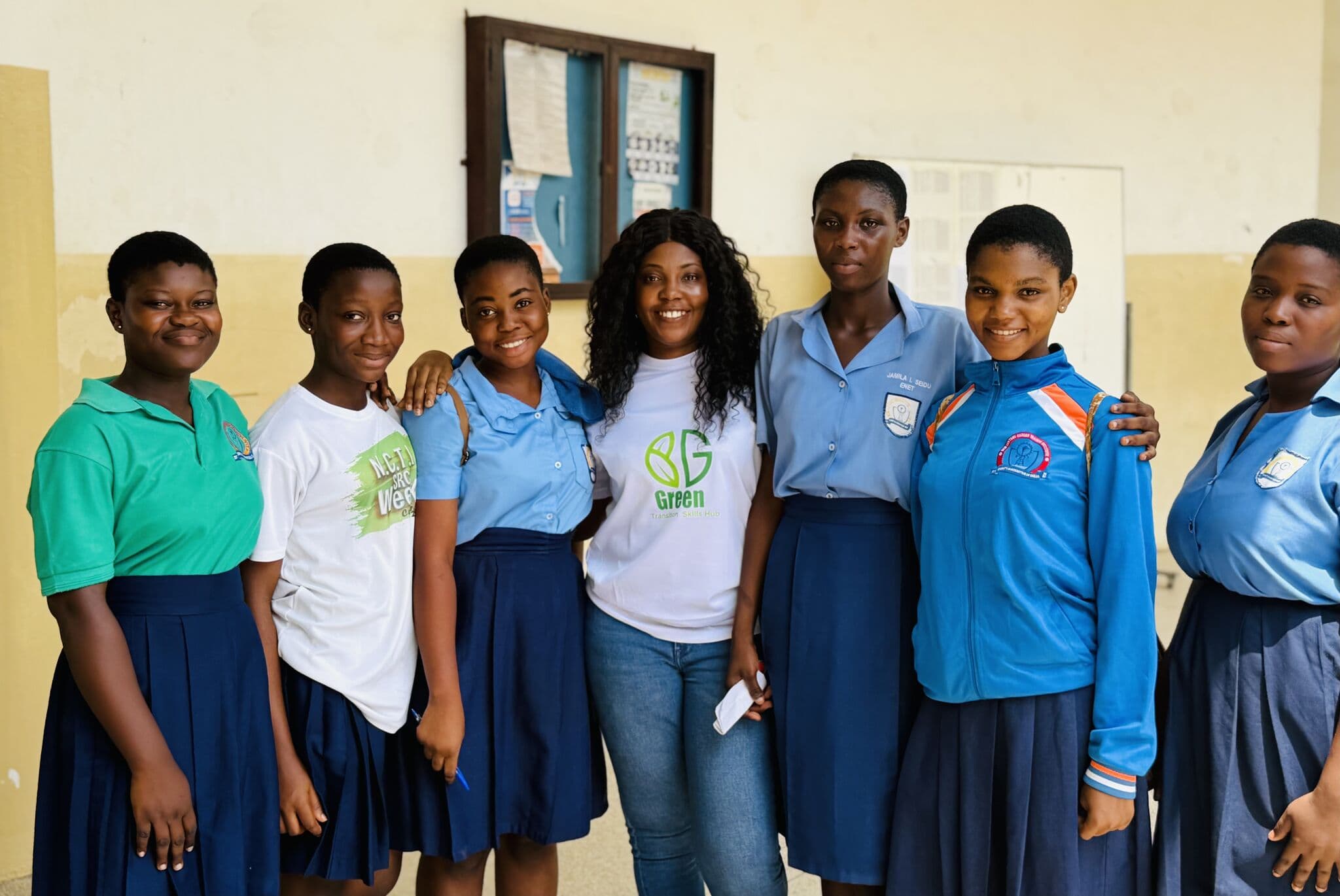 GTS Hub team member with female students at outreach